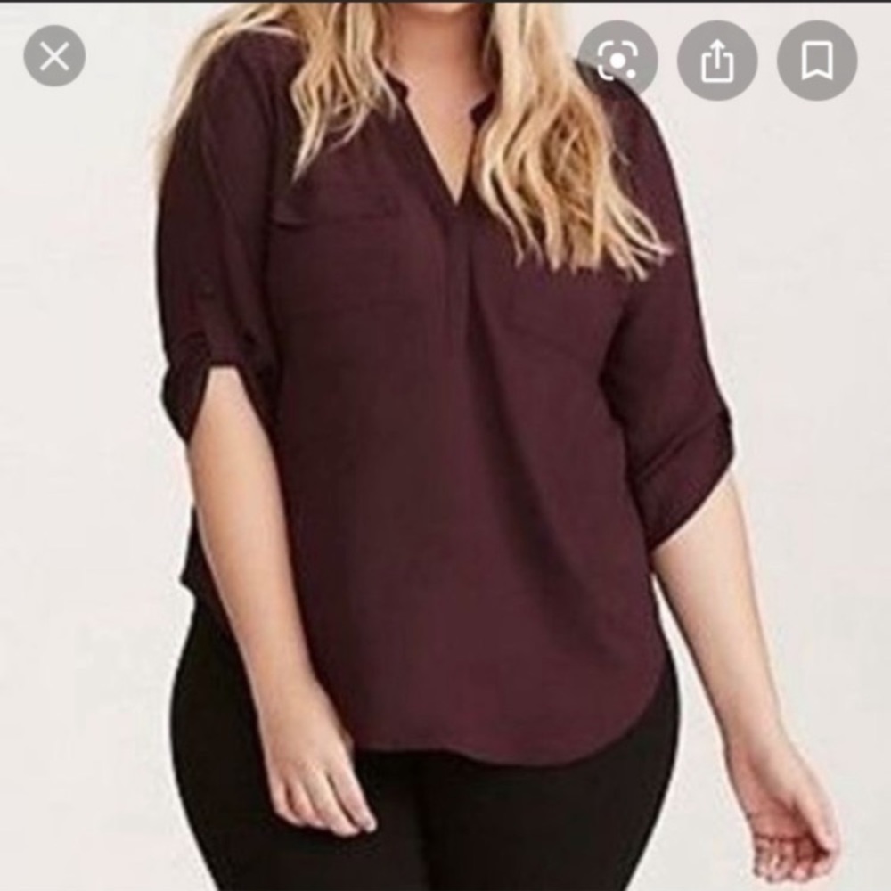 Torrid Plus Size Harper Half Button Tab Sleeves